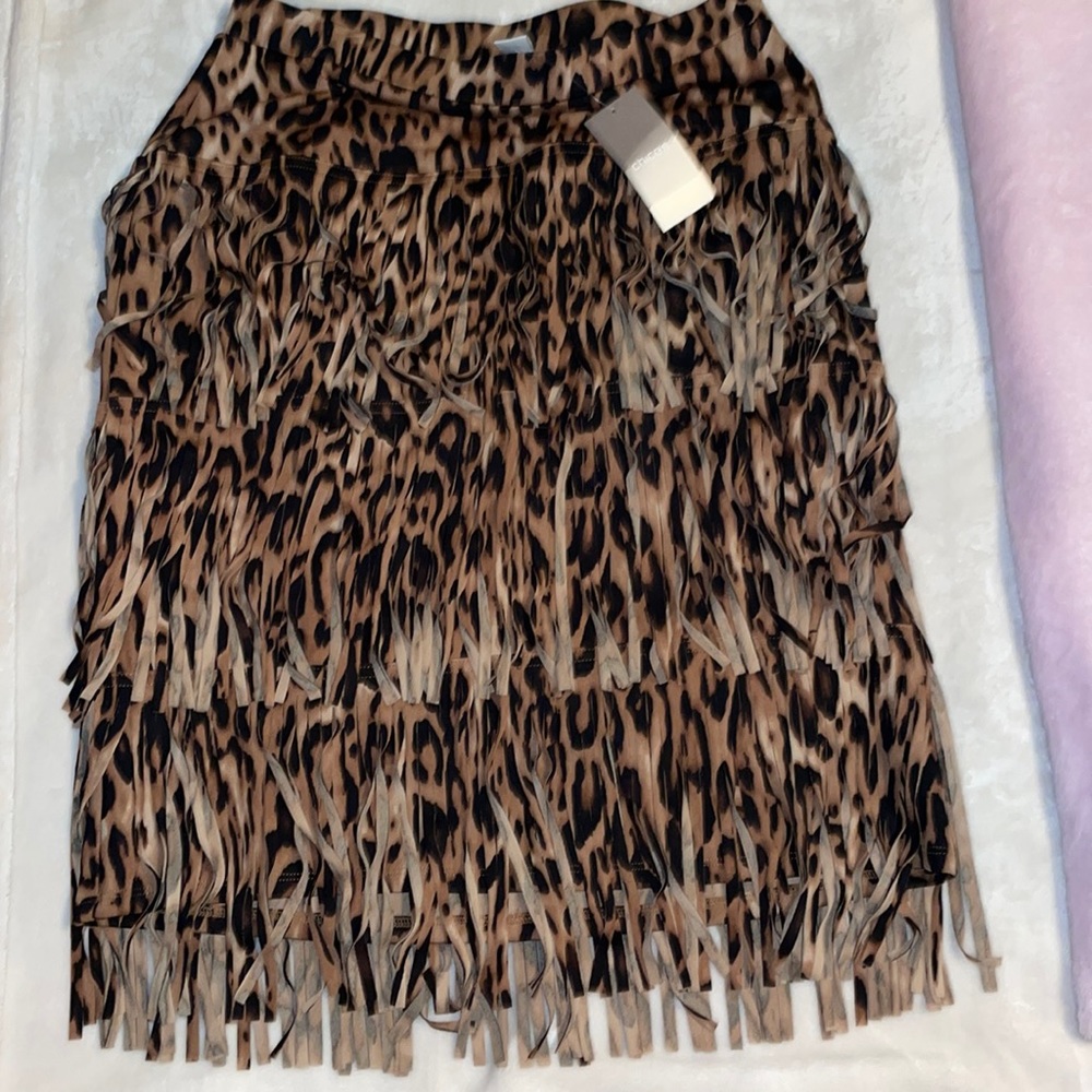 Chico’s Animal Fancy Fringe skirt